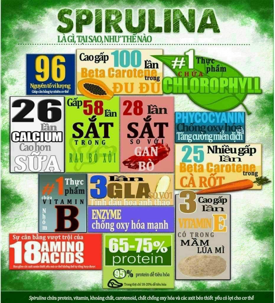 SIÊU DINH DƯỠNG CÓ TRONG TẢO XOẮN SPIRULINA